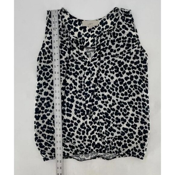 LOFT Women’s Black‎ & White Leopard Scoop Neck Sleeveless Blouse Size S Boho - Picture 8 of 10